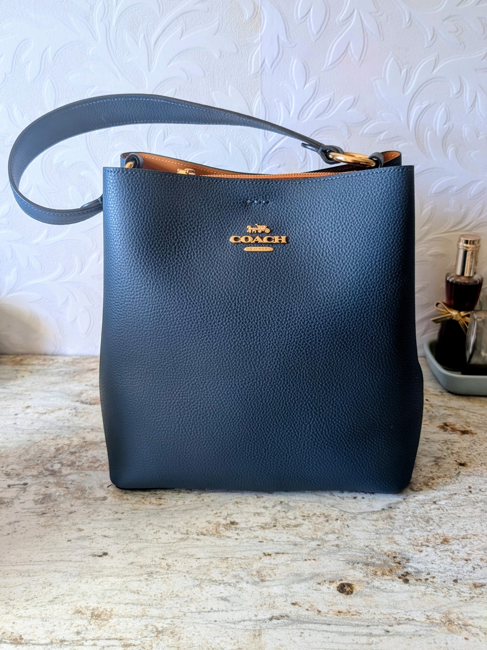 NWOT...Coach Pebble Leather Shoulder Bag in Peacock Teal